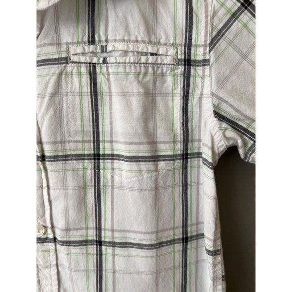 Gymboree Plaid Button Front Green Gray White Collar Short Sleeve Shirt Boys S 5 - Picture 3 of 4